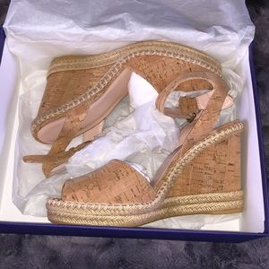 Stuart Weitzman Waycool Natural Cork Wedge Sandal 8.5 M